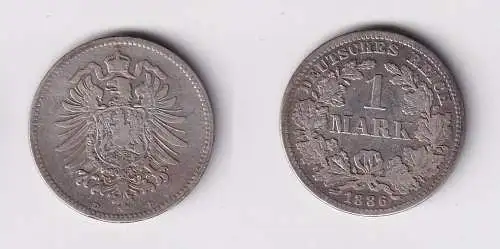 1 Mark Silber Münze Deutschland Kaiserreich 1886 D Jäger Nr.9 f.ss (156621)