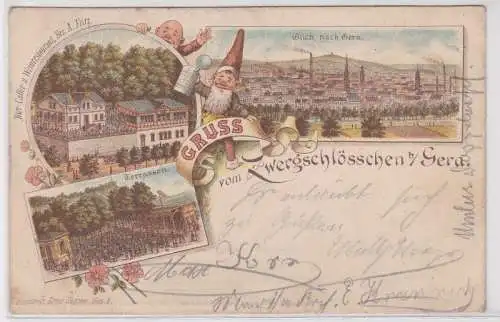 87742 Ak Lithographie Gruß vom Zwergschlösschen bei Gera 1904