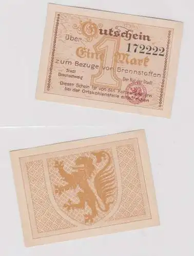 1 Mark Banknote zum Bezug von Brennstoffen Stadt Braunschweig (128267)