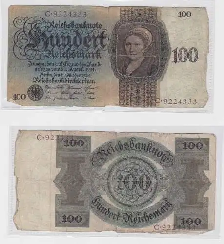 100 Reichsmark Reichsbanknote 11.10.1924 Nr. C9224333 Rosenberg 171a (148911)