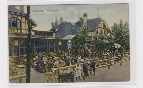 906422 AK Chemnitz - Waldschänke, Straßenansicht mit Kindern 1912