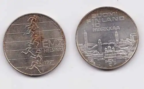 10 Markkaa Silbermünze Finnland Leichtathletik EM 1971 vz (155116)