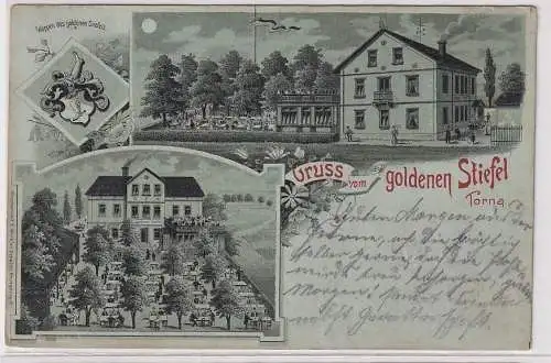 35489 Mondschein Ak Gruß vom goldenen Stiefel Torna 1903
