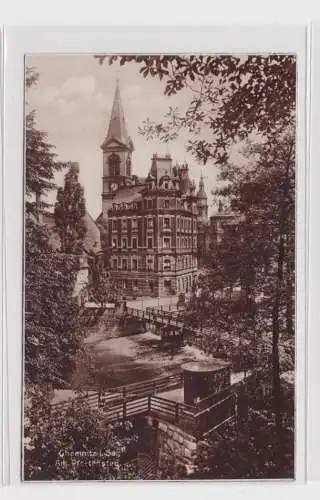 906431 AK Chemnitz - Am Pfortensteg, Straßenansicht mit Brücke 1929