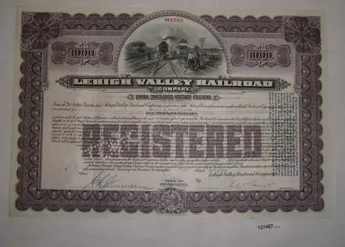 1000 Dollar Aktie Lehigh Valley Railroad State of Pennsylvania 1944 (127487)