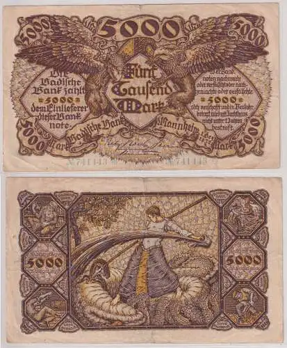 5000 Mark Banknote Badische Bank Mannheim 1.12.1922 (146182)