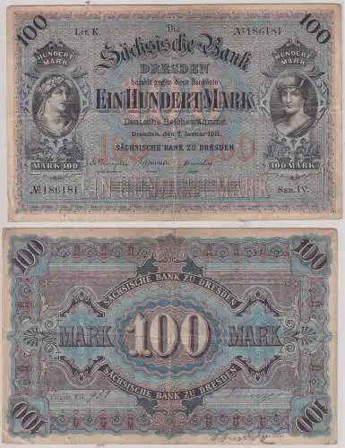 Banknote 100 Mark Sächsische Bank zu Dresden 1911 (141701)