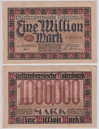 Banknote Inflation 1 Million Mark Stuttgart 15.Juni 1923 (148287)