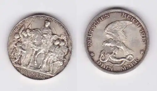 3 Mark Silber Münze Preussen "Der König rief und alle, alle kamen" 1913 (154278)