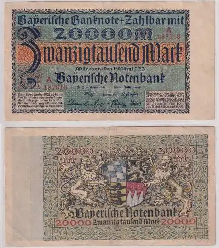 Banknote 20000 Mark Inflation Stadt München 1923 (144916)