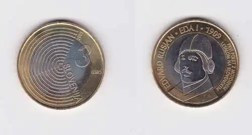 Bi-Metall Münze 3 Euro Slowenien 2009 Edvard Rusjan (124791)
