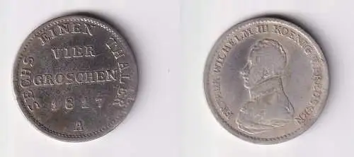 1/6 Taler 4 Groschen Silber Münze Preussen 1817 A ss (169633)