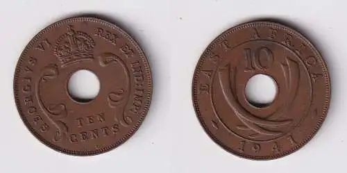 10 Cents Münze Britisch Ost Afrika British East-Africa 1941 ss+ (105563)