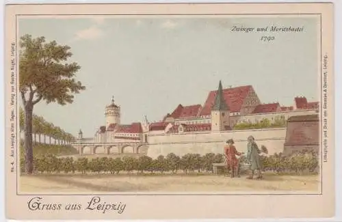900952 Ak Gruss aus Leipzig - Zwinger und  Moritzbastei 1790