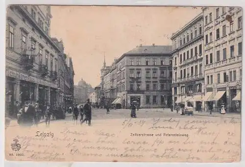 18302 Ak Leipzig Zeitzerstraße und Peterssteinweg 1904