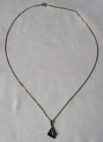 charmante Damenhalskette 333er Gold mit Anhänger im Art Dèco Stil Onyx (152983)