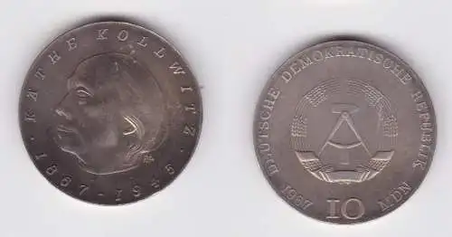 DDR Gedenk Silber Münze 10 Mark Käthe Kollwitz 1967 Stempelglanz (138661)