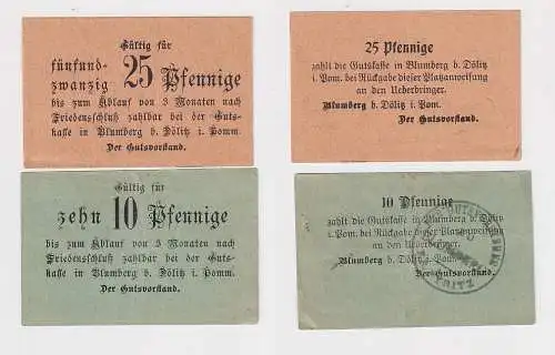 10 & 25 Pfennig Banknoten Notgeld Gutskasse in Blumberg bei Dölitz i.P. (167267)