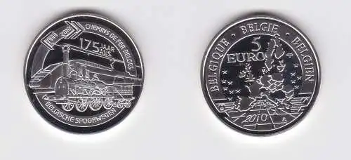 5 Euro Silber Münzen Belgien 175 Jahre Eisenbahn 2010 Stgl. (151961)