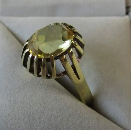 eleganter Damen Ring 585er Gold mit gelbem Spinell Edelstein (113690)