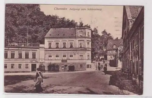 32015 Ak Chemnitz - Aufgang zum Schlossberg mit Burckhardt's Zuckerbäckerei 1916