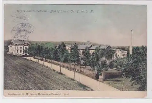 36008 Ak Gruss aus Sanatorium Bad Grüna in Sachsen G.m.b.H. Straßenansicht 1907