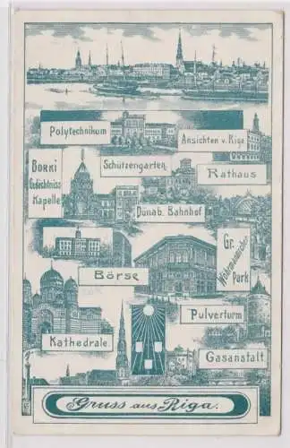 900960 AK Gruss aus Riga - Rathaus, Gasanstalt, Gr. Wöhrmannscher Park
