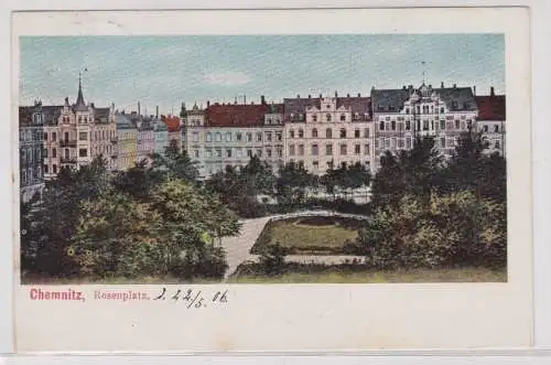 17945 AK Chemnitz - Rosenplatz mit Parkanlage 1906
