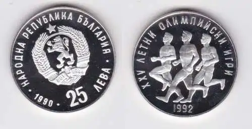 25 Lewa Silber Münze Bulgarien Olympia 1992 Läufer 1990 PP (153386)