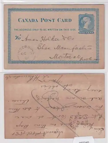 907240 Ganzsachen Postkarte Kanada 1 Cent nach Montreal 1881