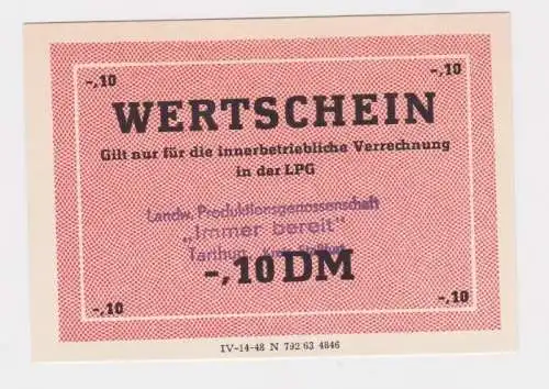 0,10 Mark Wertschein DDR für LPG Geld LPG "Immerbereit" Tarthun (165668)