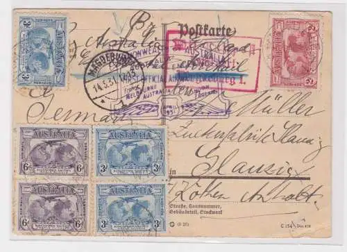 907363 Postkarte First Airmail Flight from Melbourne to London April 1931