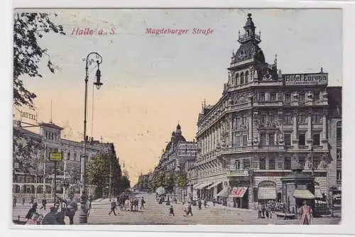 905276 Ak Halle an der Saale Magdeburger Strasse mit Geschäften 1916