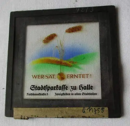 Werbung Fotoplatte Wer sät, erntet! Stadtsparkasse zu Halle (111396)