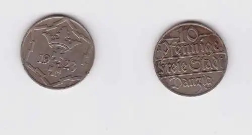 10 Pfennig Kupfer Nickel Münze Danzig 1923 Jäger D 5 ss (151526)