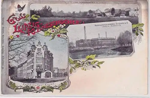907327 Ak Lithographie Gruß aus Leipzig Kleinzschocher um 1900
