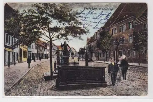 906788 Ak Eisleben - Breiterweg mit Brunnen und Denkmal 1908