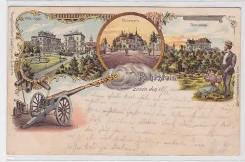 901661 Lithographie Ak Gruss vom Ruhrstein Essen - Ruhrstein, Villa Hügel 1902