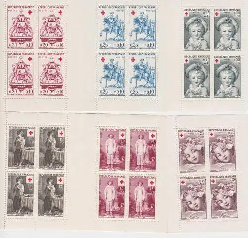 6x  Viererbögen Briefmarken Frankreich Rotes Kreuz postfrisch ** (133761)