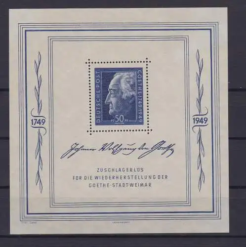 SBZ Allgemeine Ausgaben Block 6 postfrisch ** Goethe Block 1949 (144435)
