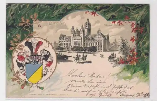 908181 geprägte Rahmen Ak Leipzig - Neues Rathaus 1900