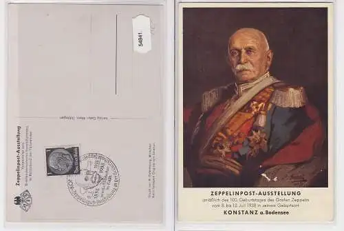 54841 Ak Konstanz am Bodensee Zeppelinpost Ausstellung mit Sonderstempel 1938