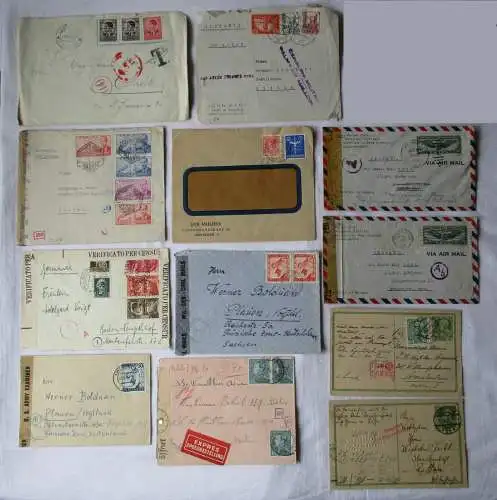 12 Belege Zensurpost Luftpost USA k.u.k. Italien Spanien Belgien 2. WK (141076)