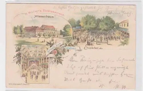 906684 Lithographie Ak Gruss aus Eisleben - H. Müller's Etablissement Wiesenhaus