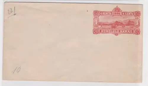 906981 Ganzsachen Umschlag Honolulu Hawaii 1884 4 Cents postal envelope