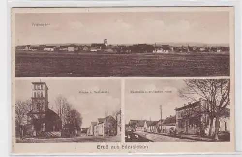 906946 Mehrbild Ak Gruss aus Edersleben - Kirche m. Dorfstr., Gasthaus dt. Haus