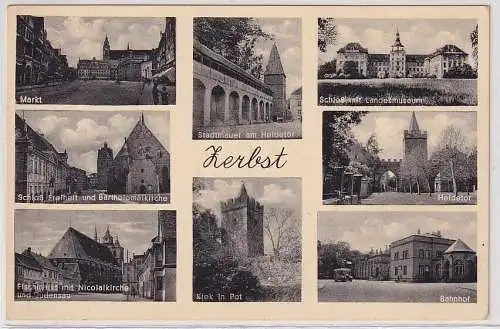 906705 Mehrbild Ak Zerbst - Markt, Stadtmauer, Heidetor, Bahnhof usw.