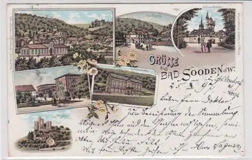 908087 Lithographie Ak Grüsse aus Bad Sooden a.W. - Kurhalle, Hanstein usw. 1897