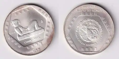 Mexiko 5 Nuevo Pesos 1994 Mo Chaac-Mool - 1 Onza de Plata Ley 0.999(166023)
