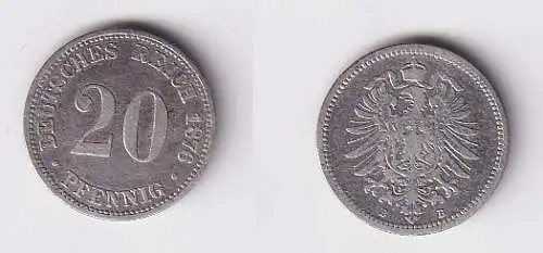 20 Pfennig Silber Münze Deutsches Reich 1876 B ss  (166595)
